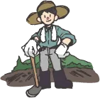 畑仕事をする人物のイラスト